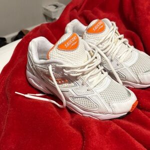 Saucony White and Orange Athletic Shoes